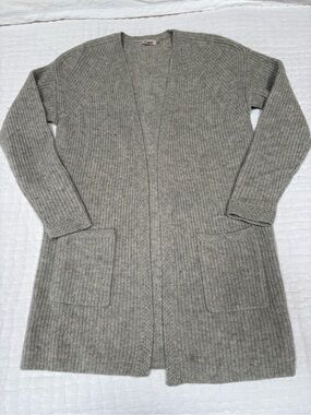Faherty 100% Cashmere Long Open Front Cardigan Gray Size Small
